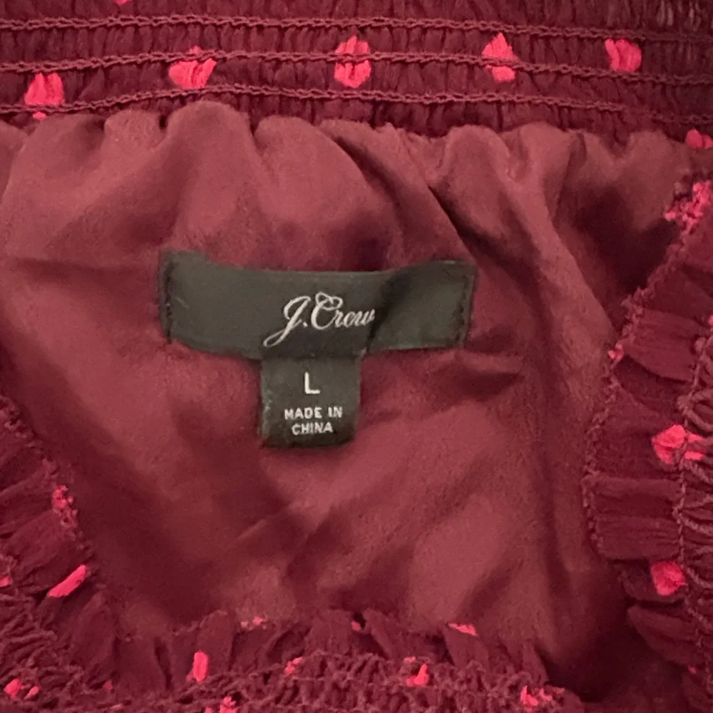 J. Crew Burgundy Polka Dot Blouse - Picture 3 of 3